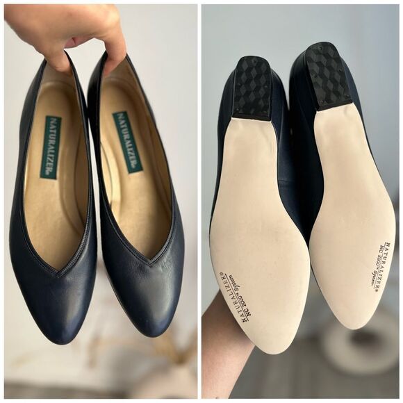 Naturalizer Navy Leather Flats Brazil Vintage New - Picture 1 of 5